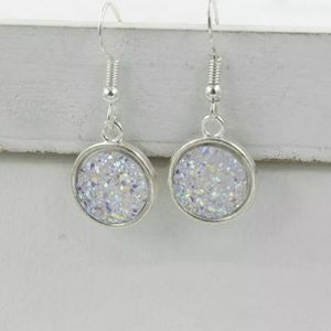 Druzy Dangle Earrings, Clear